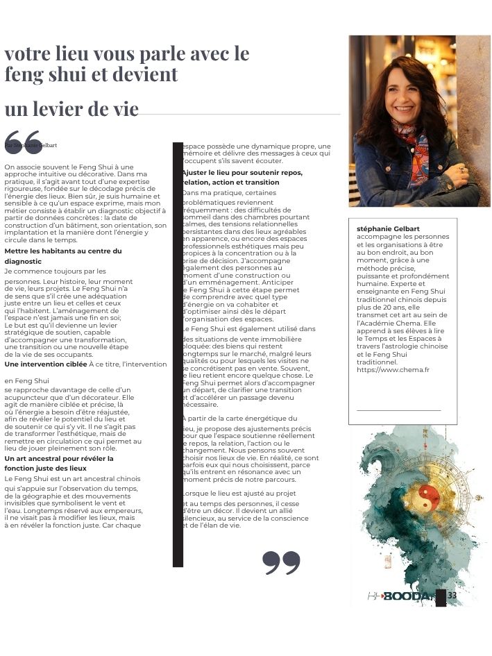 Tribune Stéphanie Gelbart sur le Feng Shui en 2026